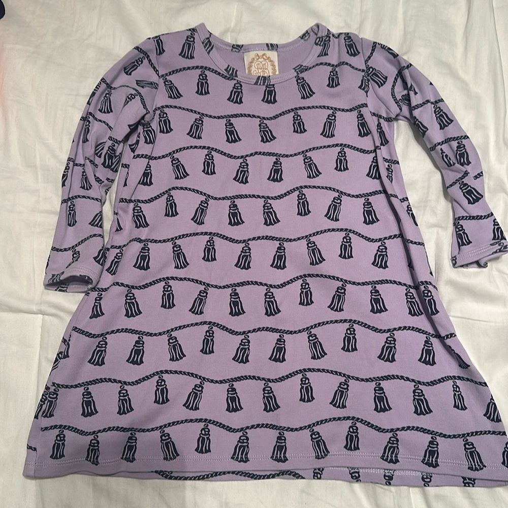 EUC - TBBC Polly Play Dress - purple with navy tassels- Size 5